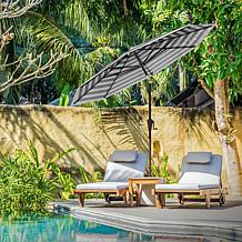 Reflection 9' OneClick Gen2 Black & White Patio Market Umbrella