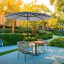 Reflection 9' OneClick Gen2 Black & White Patio Market Umbrella