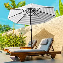 Reflection 9' OneClick Gen2 Black & White Patio Market Umbrella