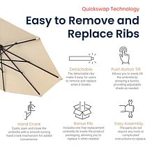 Reflection 9' OneClick Gen2 Tan Patio Market Umbrella