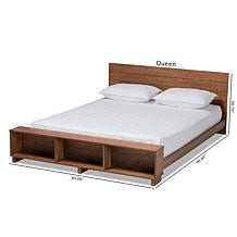 Regina Queen Size Platform Storage Bed with Built-In Shelves