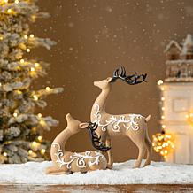 Resin Christmas Reindeer Table Decor - Set of 2