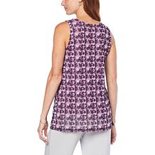 Retreat by Rhonda Shear Mesh Overlay Tank