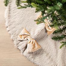 Reversible Christmas Tree Skirt 48"D with Faux Fox Fur