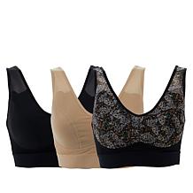 Rhonda Shear 3-pack Mesh Front Leisure Bra