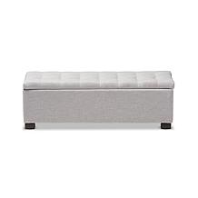 Roanoke Fabric Upholstered Grid-Tufting Storage Ottoman Bench