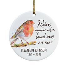Robins Appear Memorial Personalized Ceramic Ornament