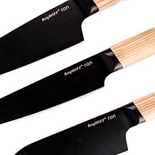 Ron 4-piece Black Knife Set with Wooden Handles