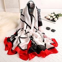 Rose and Stem Faux Silk Scarf