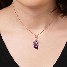 Rose Gold-Plated Amethyst & Created White Sapphire Peacock Necklace
