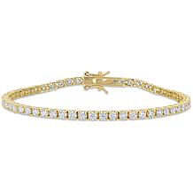 Rose- or Gold-Tone Silver 5.60ctw Created Moissanite Tennis Bracelet
