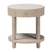 Sadia Handcrafted Wood and Grasscloth Nightstand