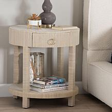 Sadia Handcrafted Wood and Grasscloth Nightstand