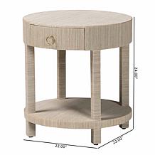 Sadia Handcrafted Wood and Grasscloth Nightstand