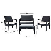 Safavieh Bassey 4-Piece Living Set - Black, Grey