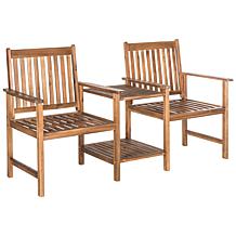 Safavieh Brea Twin-Seat Bench - Teak Brown Finish
