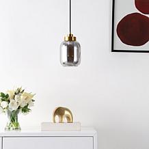 Safavieh Ethyx Pendant Smoke Grey Glass & Brass 6"