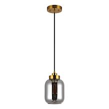 Safavieh Ethyx Pendant Smoke Grey Glass & Brass 6"