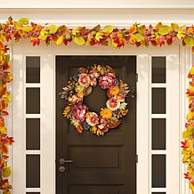 Safavieh Faux Peony and Pumpkin Wreath