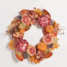 Safavieh Faux Peony and Pumpkin Wreath
