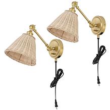 Safavieh Oswynn 2-Pack Natural/Black Wall Sconces 15"