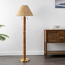 Safavieh Rayvi Natural/Gold Metal and Rattan Floor Lamp 62"