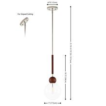 Safavieh Roxora 7" Dark Walnut & Nickel Pendant Light