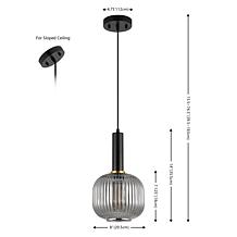 Safavieh Rynner Smoke Grey Glass Pendant Light