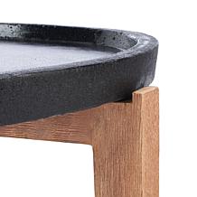 Safavieh Serka Side Table with Concrete Top and Acacia Base