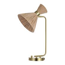 Safavieh Sohma Table Lamp with USB, Brass/Natural, 22.75"H