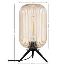 Safavieh Theiss Amber Glass and Black Iron Table Lamp