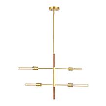 Safavieh Viceroy 40" Brass and Walnut Pendant Light