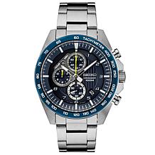 Seiko Men's Stainless Steel Blue Dial Chronograph Sports Watch