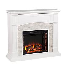 Seneca Electric Media Fireplace - White/Faux Stone