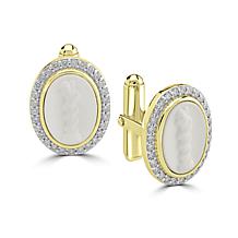 Service First 18K Gold-Plated Carved Chalcedony & Gem Cameo Cuff Links