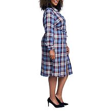 Seven7 Perfect Shirt Plaid Dress - Blue Combo