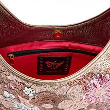 Sharif Legacy 3D Sculpted Horn Handle Sequined Leather-Trimmed Hobo