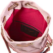Sharif Legacy Colorful Leather Flower Pot Drawstring Crossbody Bag