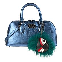 Sharif Legacy Croc Leather Satchel with Keychain