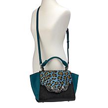 Sharif Legacy Haircalf and Epi Leather Engraved Leaf Satchel