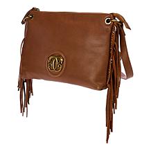 Sharif Legacy Leather Fringe Top Zipper Mini Hobo Crossbody