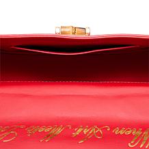 Sharif Legacy Ostrich Lambskin Leather Bamboo Handle Satchel