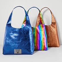 Sharif Legacy Pearlized Slouchy Leather Hobo with Wristlet