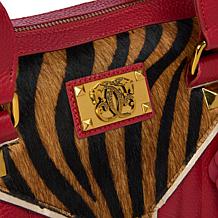 Sharif Legacy Quilted Leather Haircalf Satchel with Keychain