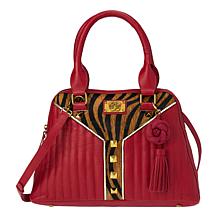 Sharif Legacy Quilted Leather Haircalf Satchel with Keychain