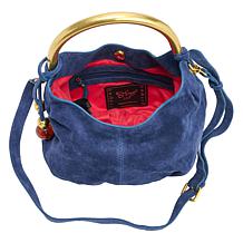 Sharif Legacy Silky Suede Metallic Handle Hobo
