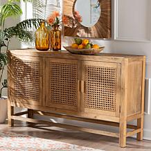 Sibu Rustic Reclaimed Wood and Rattan Cabinet