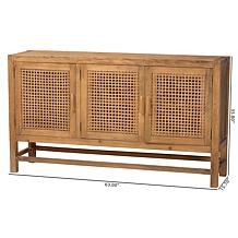 Sibu Rustic Reclaimed Wood and Rattan Cabinet