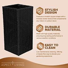 Sierra Square Wicker Planter 2-Pc. Set, Black
