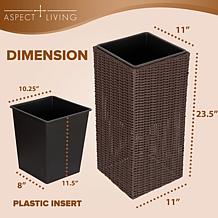 Sierra Square Wicker Planter 2-Pc. Set, Brown